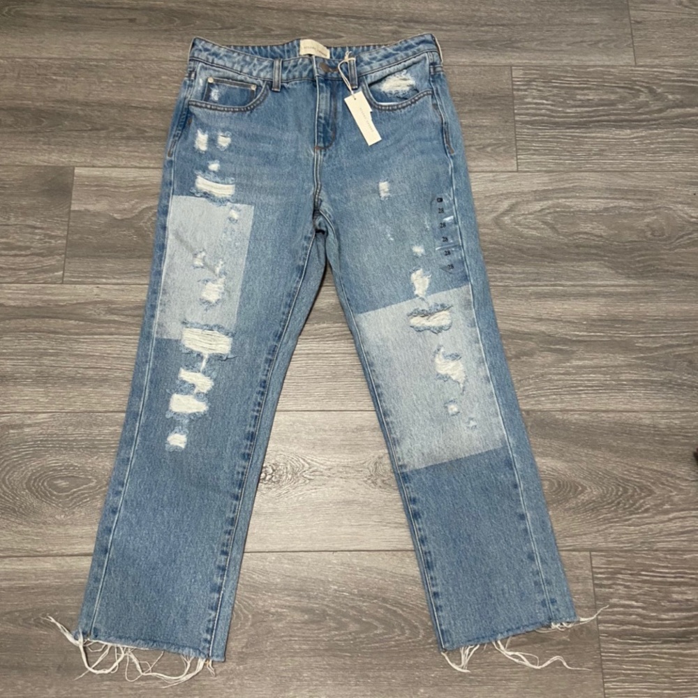Colorblock jeans ankle straight